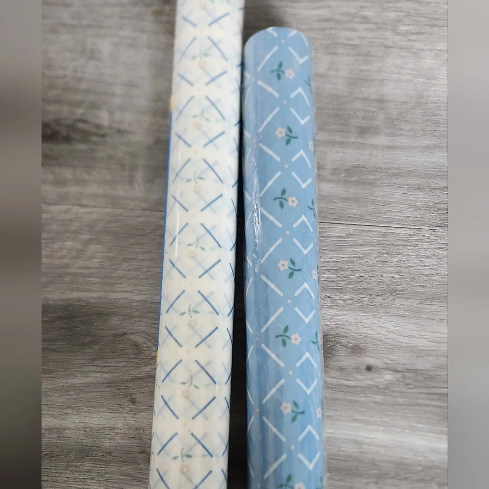 Vintage Rubbermaid Shelf Liner 2 Rolls- 1 White Posey & 1 Blue Posey 10sqft Each
